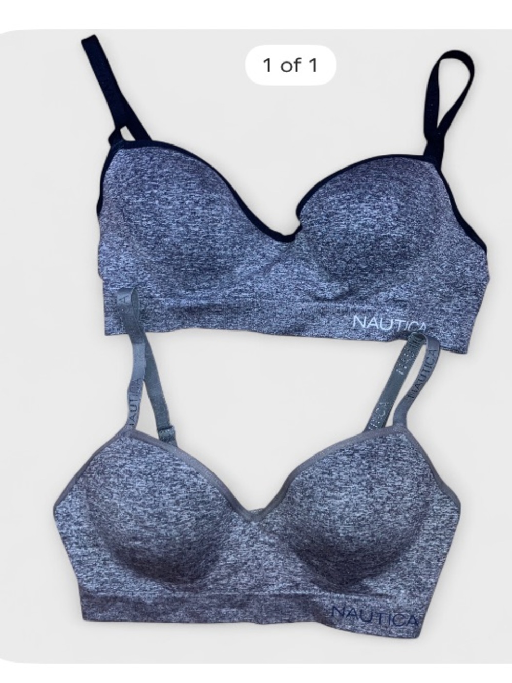 Nautical Intimates Gray Blue Heather Lightly Padded bras lot of 2 34B